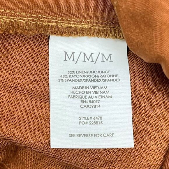Cabi #6478 Cruise Crop Sienna Brown Linen Blend Pants Coastal Beach Women Medium - Picture 9 of 11